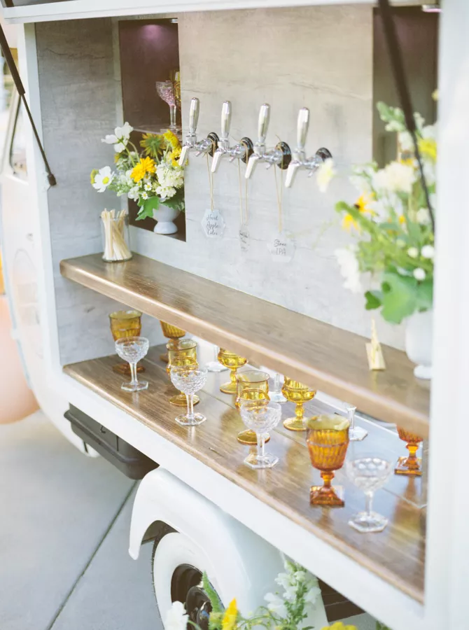Sip Tide bar setup with glassware at an event